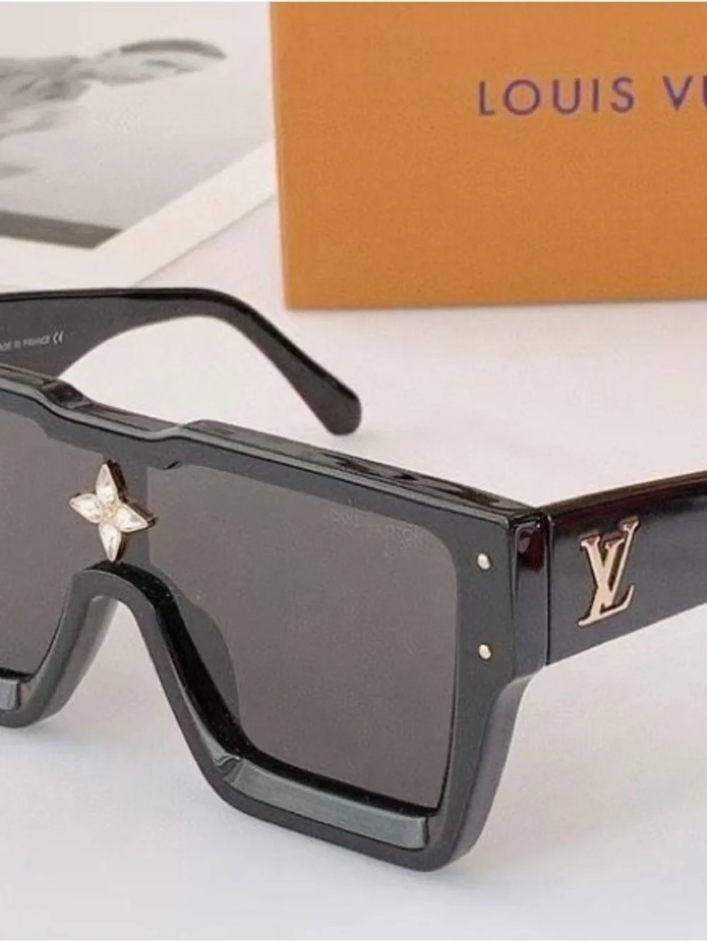 Louis Vuitton Black Oversized Shield Sunglasses with Gold Logo Accent